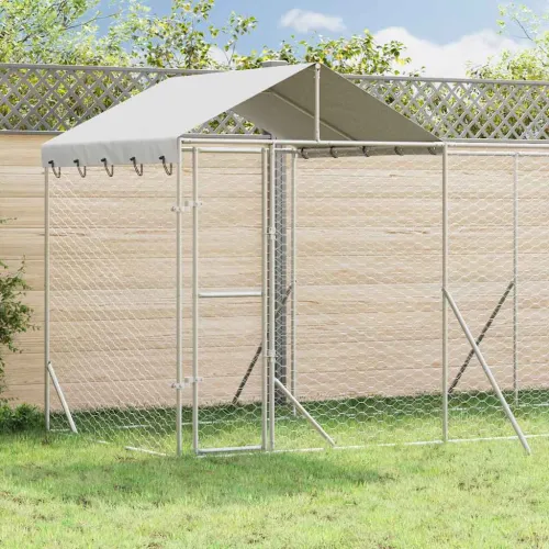 Vanjski kavez za pse s krovom srebrni 10x2x2,5m pocinčani čelik - 10 x 2 x 2.5 m Cijena