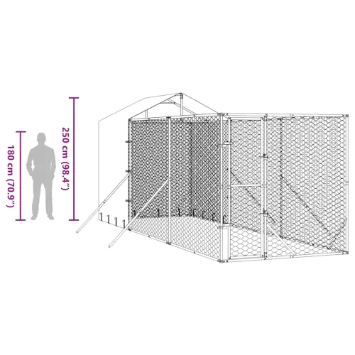 Vanjski kavez za pse s krovom srebrni 2x6x2,5 m pocinčani čelik - 2 x 6 x 2.5 m Cijena