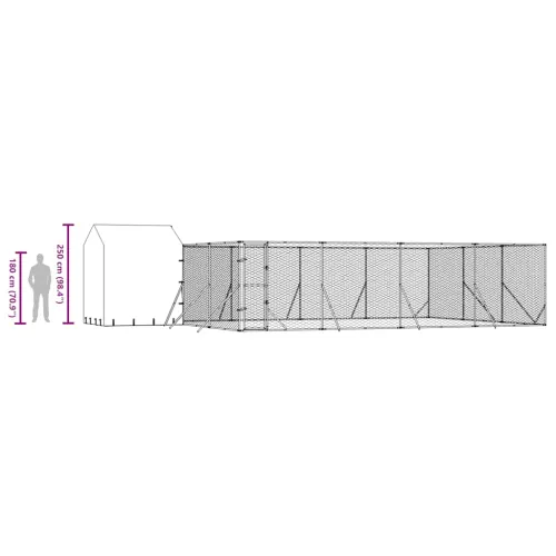 Vanjski kavez za pse s krovom srebrni 10x6x2,5m pocinčani čelik - 10 x 6 x 2.5 m Cijena