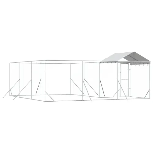 Vanjski kavez za pse s krovom srebrni 6x6x2,5 m pocinčani čelik - 6 x 6 x 2.5 m Cijena