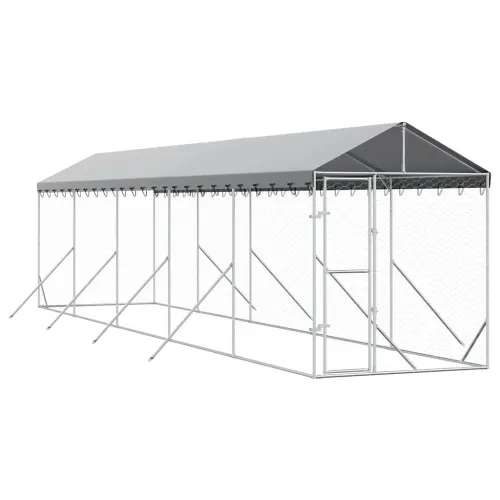 Vanjski kavez za pse s krovom srebrni 2x10x2,5m pocinčani čelik - 2 x 10 x 2.5 m 1 Cijena