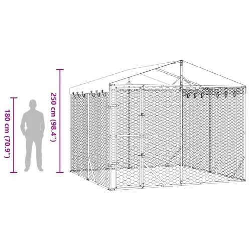 Vanjski kavez za pse s krovom srebrni 3x3x2,5 m pocinčani čelik - 3 x 3 x 2.5 m 1 Cijena