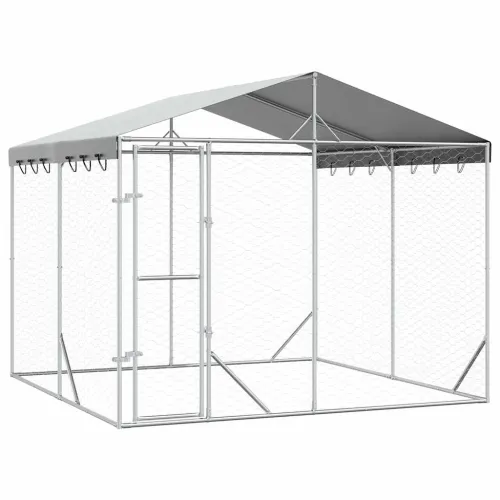 Vanjski kavez za pse s krovom srebrni 3x3x2,5 m pocinčani čelik - 3 x 3 x 2.5 m 1 Cijena