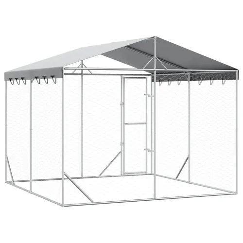 Vanjski kavez za pse s krovom srebrni 3x3x2,5 m pocinčani čelik - 3 x 3 x 2.5 m 1 Cijena