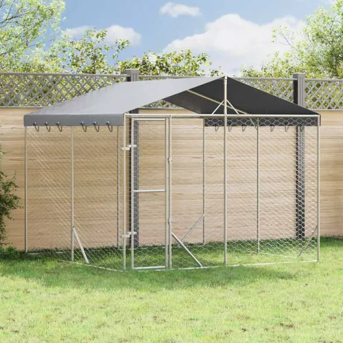 Vanjski kavez za pse s krovom srebrni 3x3x2,5 m pocinčani čelik - 3 x 3 x 2.5 m 1 Cijena