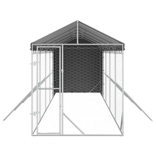 Vanjski kavez za pse s krovom srebrni 2x10x2,5m pocinčani čelik - 2 x 10 x 2.5 m Cijena