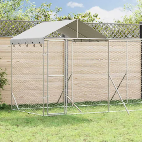Vanjski kavez za pse s krovom srebrni 14x2x2,5m pocinčani čelik - 14 x 2 x 2.5 m Cijena