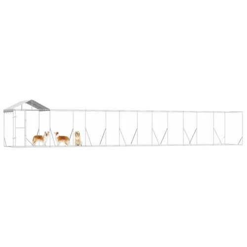 Vanjski kavez za pse s krovom srebrni 14x2x2,5m pocinčani čelik - 14 x 2 x 2.5 m Cijena