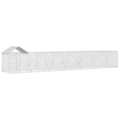 Vanjski kavez za pse s krovom srebrni 14x2x2,5m pocinčani čelik - 14 x 2 x 2.5 m Cijena