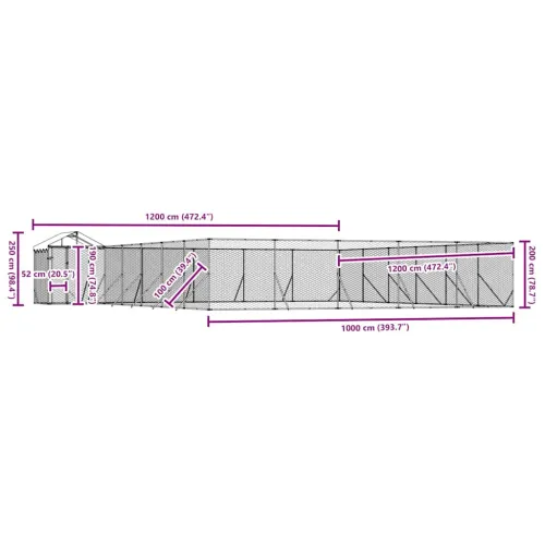 Vanjski kavez za pse s krovom srebrni 12 x 12 x 2,5 m čelični - 12 x 12 x 2.5 m Cijena