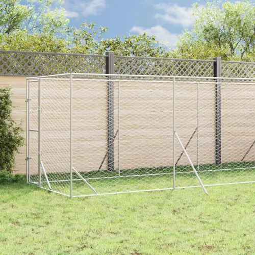 Vanjski kavez za pse s krovom srebrni 2x10x2,5m pocinčani čelik - 2 x 10 x 2.5 m Cijena