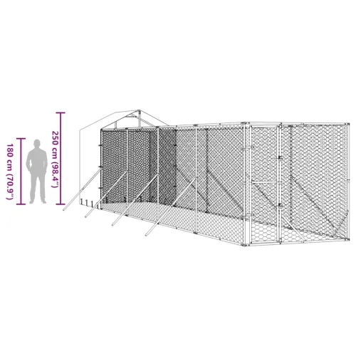 Vanjski kavez za pse s krovom srebrni 2x10x2,5m pocinčani čelik - 2 x 10 x 2.5 m Cijena
