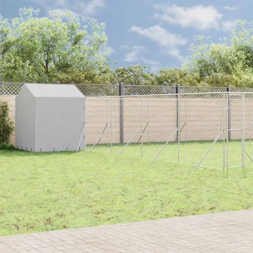 Vanjski kavez za pse s krovom srebrni 10 x 10 x 2,5 m čelični - 10 x 10 x 2.5 m Cijena