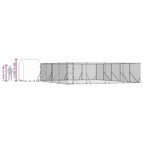 Vanjski kavez za pse s krovom srebrni 10 x 10 x 2,5 m čelični - 10 x 10 x 2.5 m Cijena