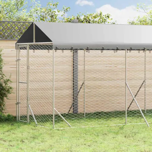 Vanjski kavez za pse s krovom srebrni 2x6x2,5 m pocinčani čelik - 2 x 6 x 2.5 m Cijena