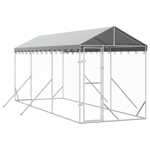 Vanjski kavez za pse s krovom srebrni 2x6x2,5 m pocinčani čelik - 2 x 6 x 2.5 m Cijena