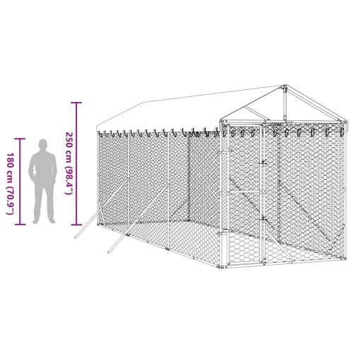 Vanjski kavez za pse s krovom srebrni 2x6x2,5 m pocinčani čelik - 2 x 6 x 2.5 m Cijena