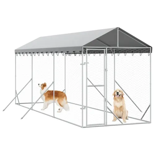 Vanjski kavez za pse s krovom srebrni 2x6x2,5 m pocinčani čelik - 2 x 6 x 2.5 m Cijena
