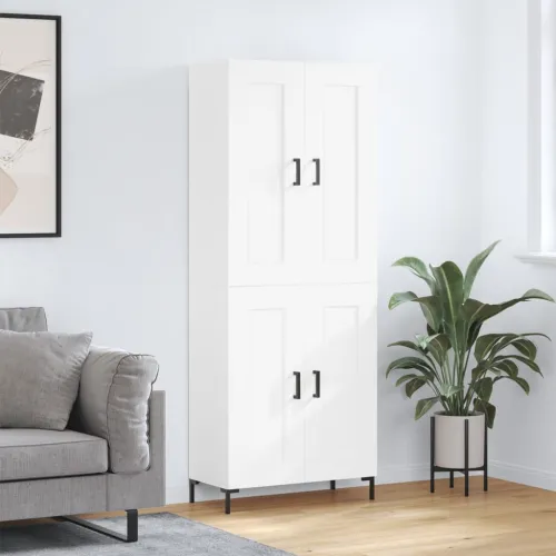 Visoka komoda bijela 69,5x34x180 cm konstruirano drvo - Bijela 1 2 drvena vrata Cijena