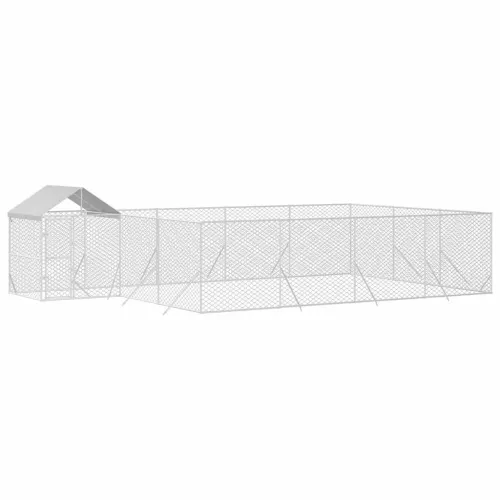 Vanjski kavez za pse s krovom srebrni 10x6x2,5m pocinčani čelik - 10 x 6 x 2.5 m Cijena