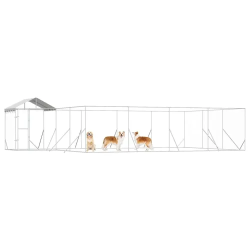 Vanjski kavez za pse s krovom srebrni 10x6x2,5m pocinčani čelik - 10 x 6 x 2.5 m Cijena