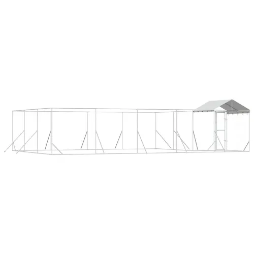Vanjski kavez za pse s krovom srebrni 10x6x2,5m pocinčani čelik - 10 x 6 x 2.5 m Cijena