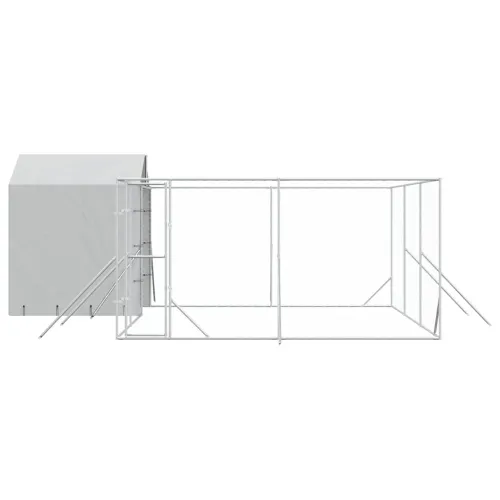 Vanjski kavez za pse s krovom srebrni 6x6x2,5 m pocinčani čelik - 6 x 6 x 2.5 m Cijena