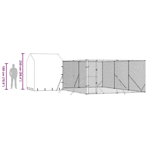 Vanjski kavez za pse s krovom srebrni 6x6x2,5 m pocinčani čelik - 6 x 6 x 2.5 m Cijena