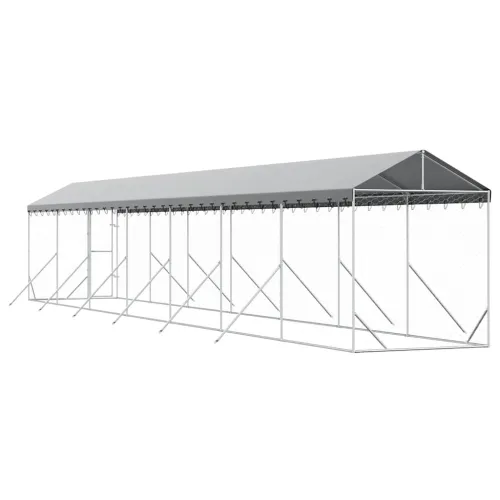 Vanjski kavez za pse s krovom srebrni 2x14x2,5m pocinčani čelik - 2 x 14 x 2.5 m Cijena