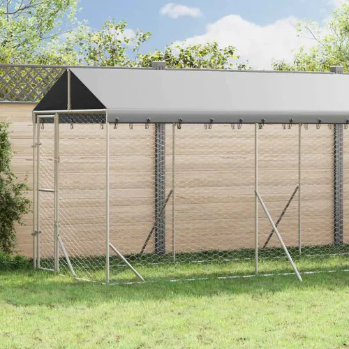 Vanjski kavez za pse s krovom srebrni 2x14x2,5m pocinčani čelik - 2 x 14 x 2.5 m Cijena