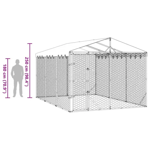Vanjski kavez za pse s krovom srebrni 3 x 4,5 x 2,5 m čelični - 3 x 4.5 x 2.5 m 1 Cijena