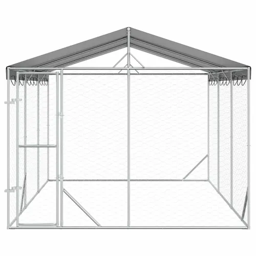 Vanjski kavez za pse s krovom srebrni 3 x 4,5 x 2,5 m čelični - 3 x 4.5 x 2.5 m 1 Cijena