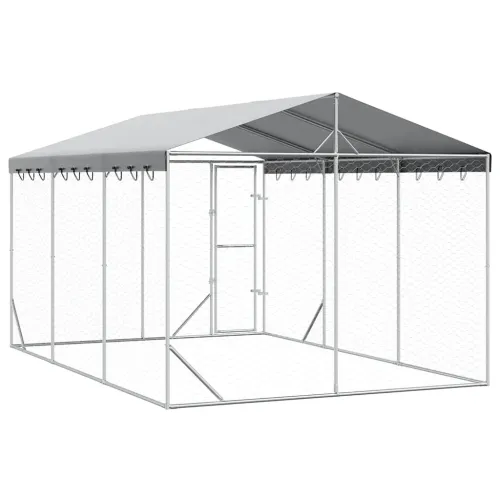 Vanjski kavez za pse s krovom srebrni 3 x 4,5 x 2,5 m čelični - 3 x 4.5 x 2.5 m 1 Cijena
