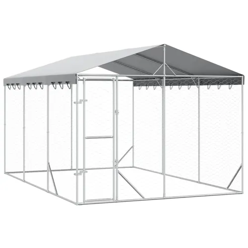 Vanjski kavez za pse s krovom srebrni 3 x 4,5 x 2,5 m čelični - 3 x 4.5 x 2.5 m 1 Cijena