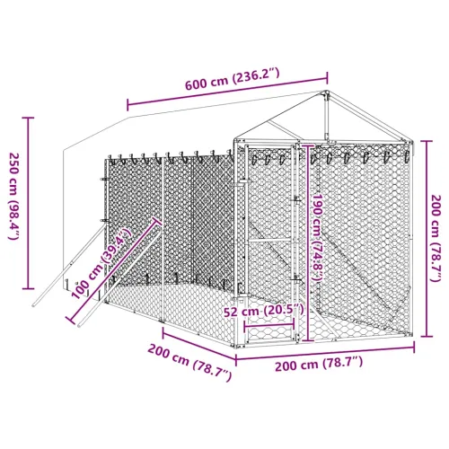 Vanjski kavez za pse s krovom srebrni 2x6x2,5 m pocinčani čelik - 2 x 6 x 2.5 m Cijena