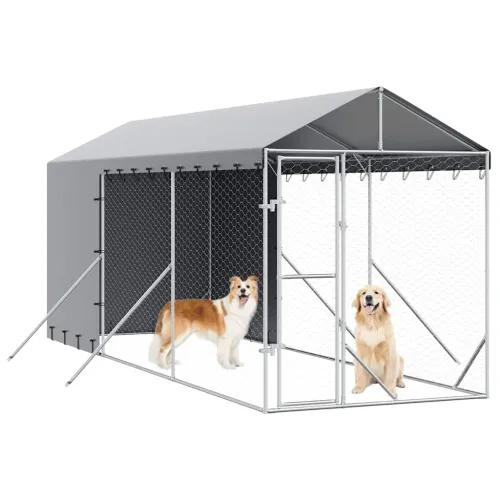 Vanjski kavez za pse s krovom srebrni 2x6x2,5 m pocinčani čelik - 2 x 6 x 2.5 m Cijena