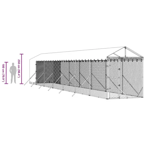 Vanjski kavez za pse s krovom srebrni 2x14x2,5m pocinčani čelik - 2 x 14 x 2.5 m Cijena