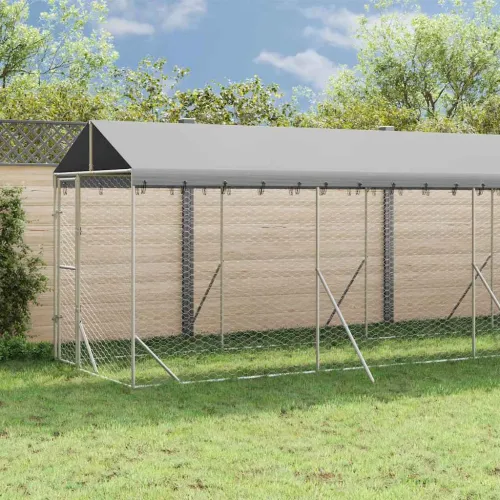 Vanjski kavez za pse s krovom srebrni 2x14x2,5m pocinčani čelik - 2 x 14 x 2.5 m Cijena