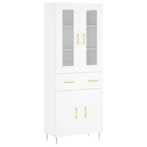 Visoka komoda bijela 69,5x34x180 cm konstruirano drvo - Bijela 1 2 vrata 2 ladice Bijela Cijena