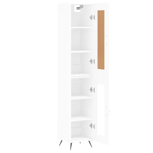 Visoka komoda bijeli 34,5x34x180 cm od konstruiranog drva - Bijela 1 1 staklena vrata Cijena