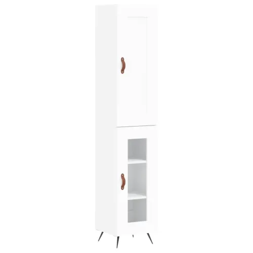 Visoka komoda bijeli 34,5x34x180 cm od konstruiranog drva - Bijela 1 1 staklena vrata Cijena