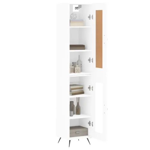 Visoka komoda bijeli 34,5x34x180 cm od konstruiranog drva - Bijela 1 1 staklena vrata Cijena