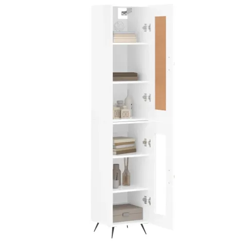 Visoka komoda sjajna bijela 34,5x34x180 cm konstruirano drvo - Visoko sjajno bijela 1 1 staklena vrata Cijena