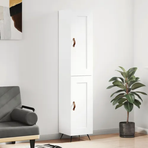 Visoka komoda bijeli 34,5x34x180 cm od konstruiranog drva - Bijela 1 1 drvena vrata Cijena