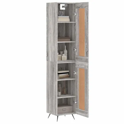 Visoka komoda siva sonome 34,5x34x180 cm od konstruiranog drva - Sivi hrast sonoma 1 1 drvena vrata Cijena