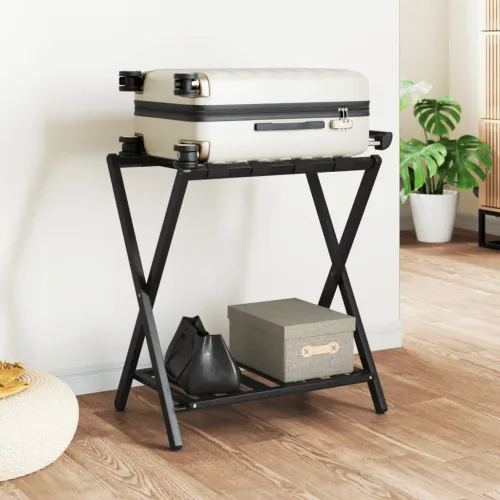 Stalak za prtljagu crni 68 x 38 x 58 cm od bambusa Cijena
