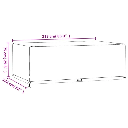 Navlaka za vrtni namještaj s 12 ušica 213x132x75 cm pravokutna - 213 x 132 x 75 cm 1 Cijena