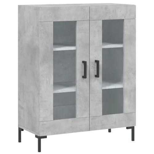 Visoka komoda siva betona 69,5x34x180 cm od konstruiranog drva - Beton siva 1 2 staklena vrata Cijena