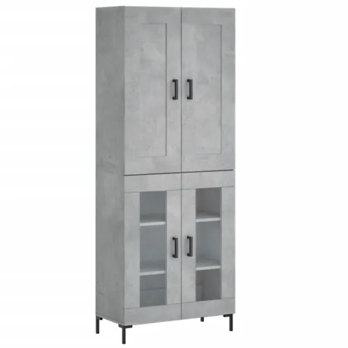 Visoka komoda siva betona 69,5x34x180 cm od konstruiranog drva - Beton siva 1 2 staklena vrata Cijena