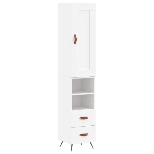 Visoka komoda bijeli 34,5x34x180 cm od konstruiranog drva - Bijela 1 2 ladice 2 police Cijena